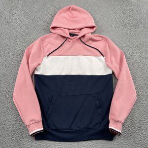 Ben Sherman Colorblock Hoodie Mens Small Pink Navy Pullover w/ Drawstring